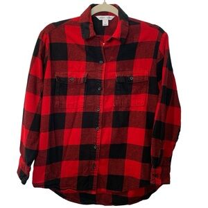 OLD NAVY Women’s Red & Black Buffalo Check Plaid Flannel Boyfriend Shirt XS